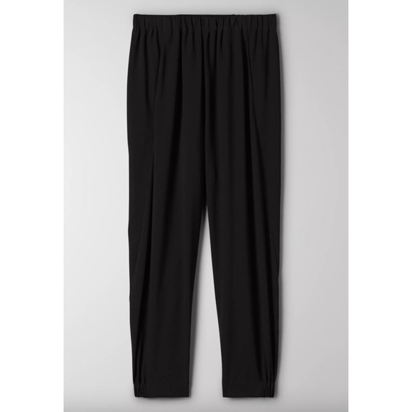 Aritzia Babaton NWT New Dexter Pant Pull-On Tuxedo Jogger Pants Black Corporate - Picture 1 of 10
